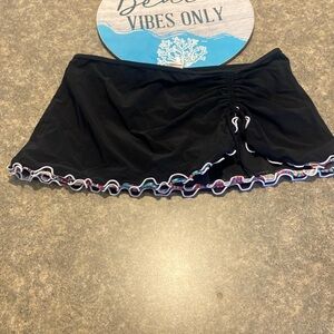 Profile by Gottex Black Tricolor Ruffle Bikini Skirt Bottom Swimwear, size 8
